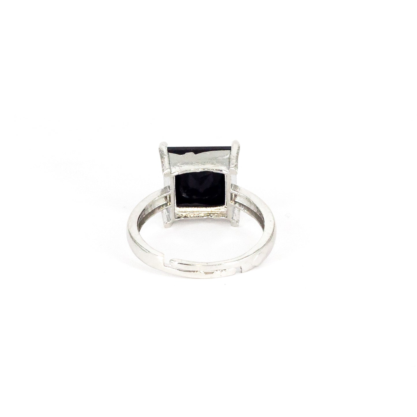 Silver Plated Black AD Finger Ring for Women