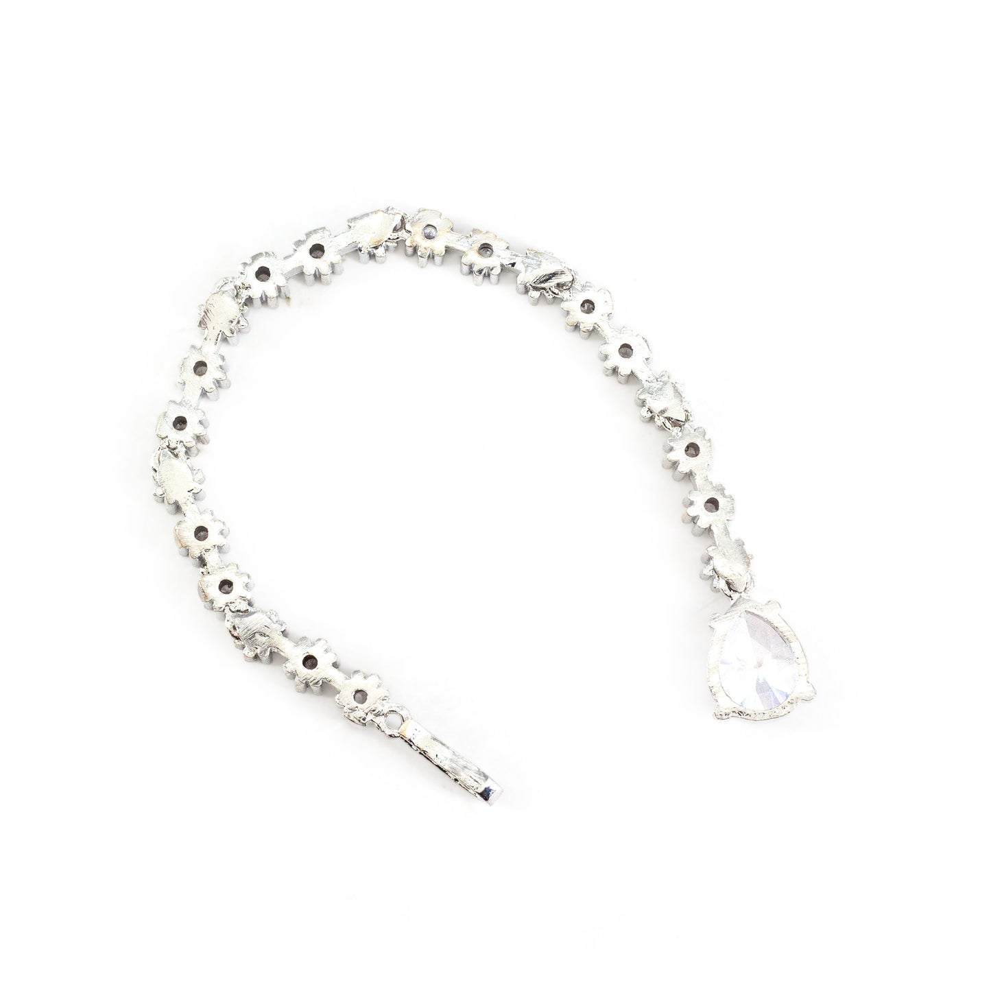 Silver Plated AD Teardrop Maang Tikka for Women