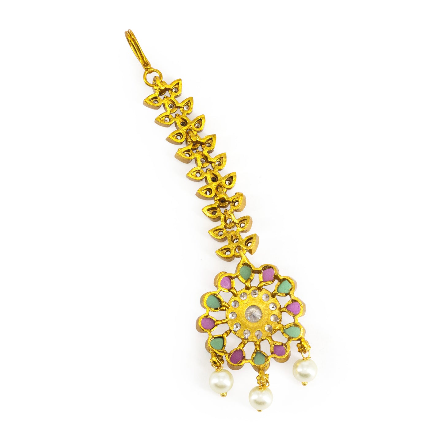 Gold Plated American Diamond Maang Tikka for Women