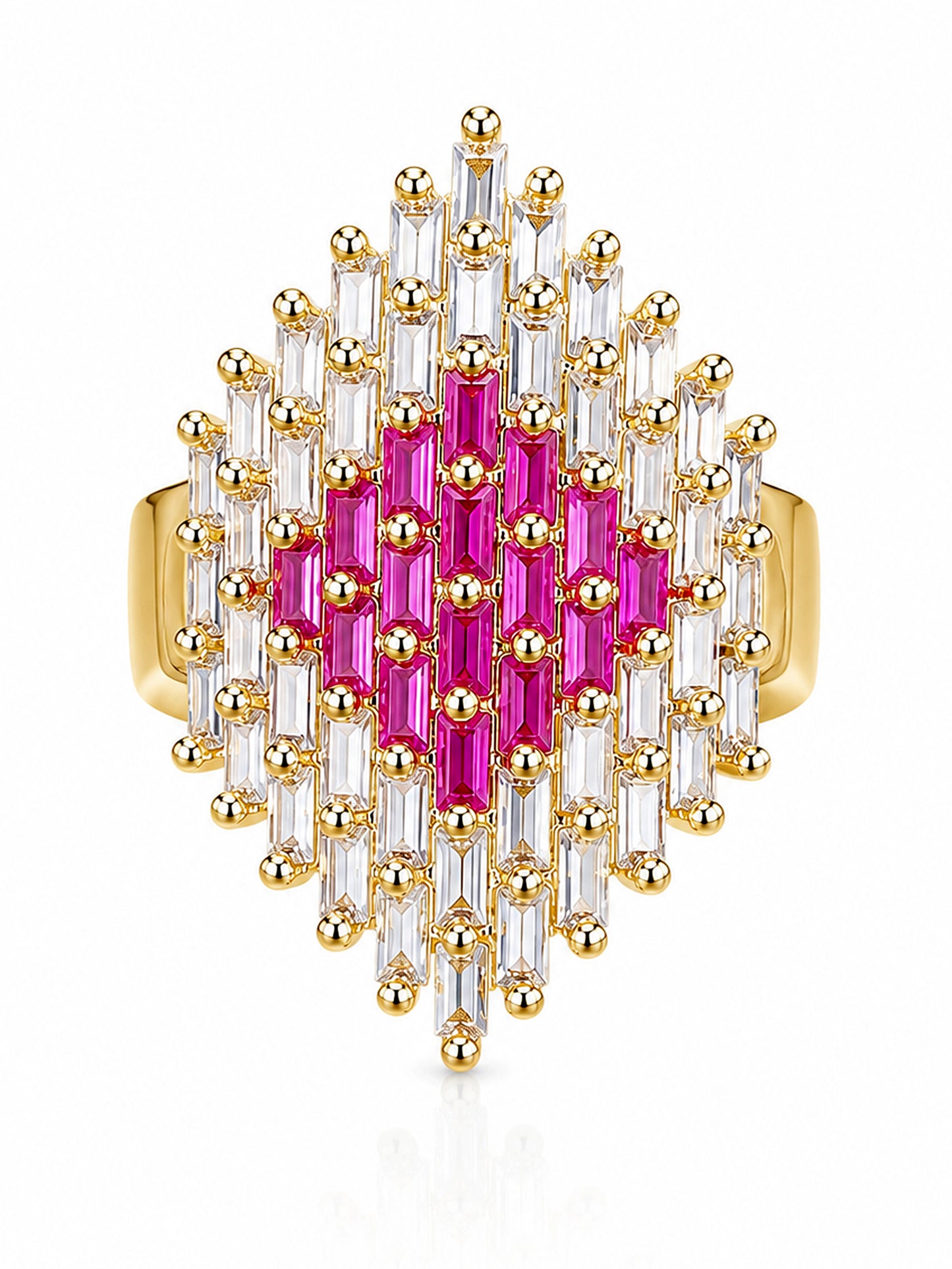 Gold Plated Pink AD Finger Rings for Women