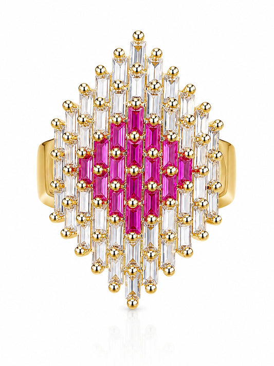 Gold Plated Pink AD Finger Rings for Women
