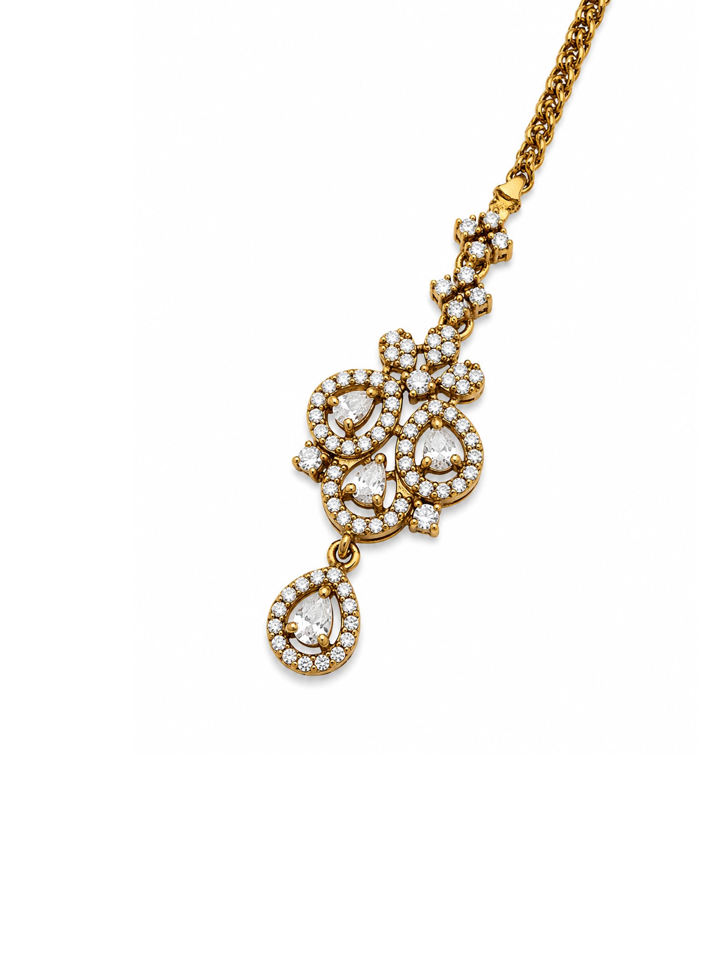 Antique Gold Plated AD Maang Tikka for Women