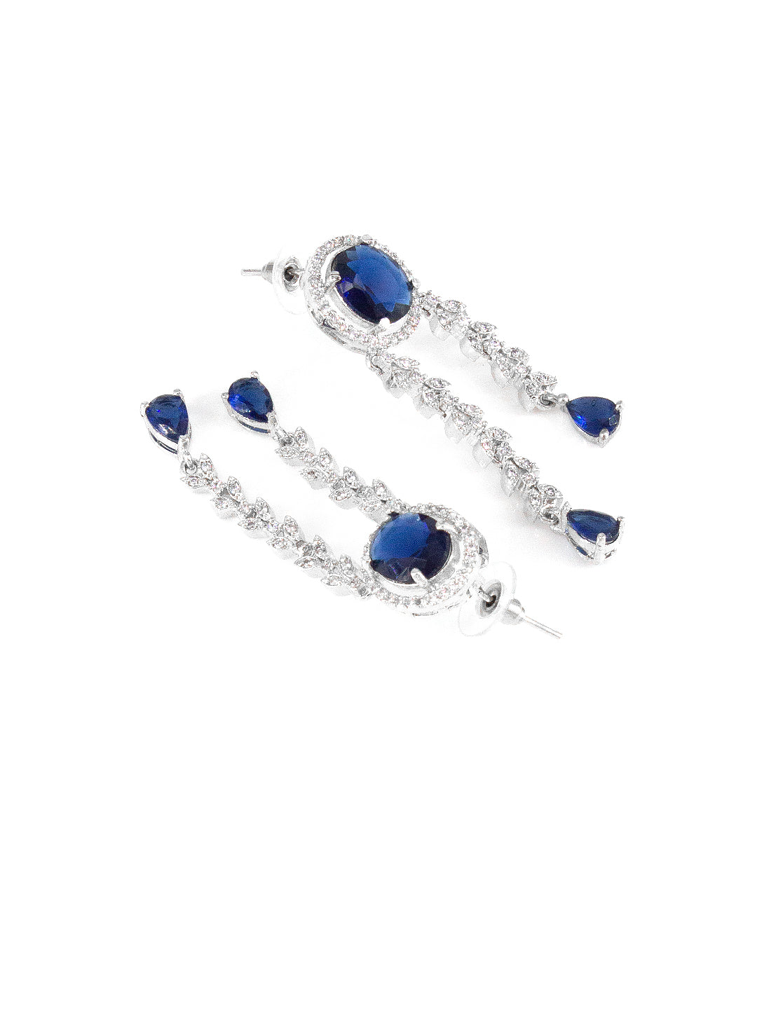 Silver Plated Blue AD Statement Jewellery Set