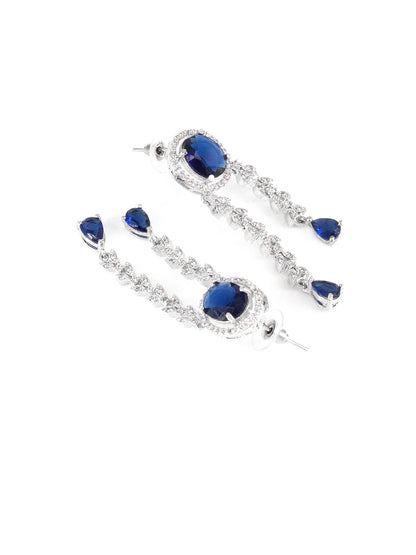 Silver Plated Blue AD Statement Jewellery Set