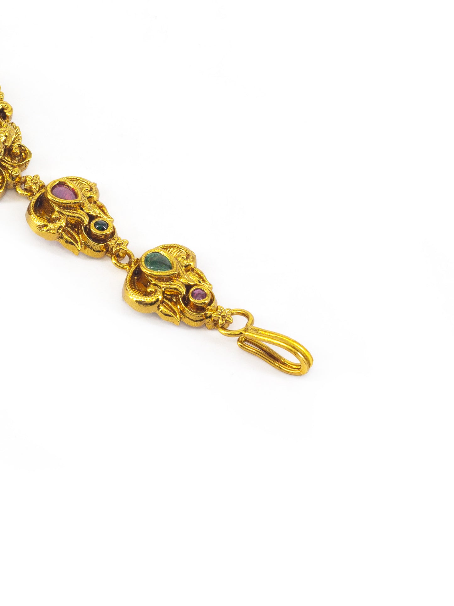 Gold Plated AD Temple Traditional Maang Tikka for Women