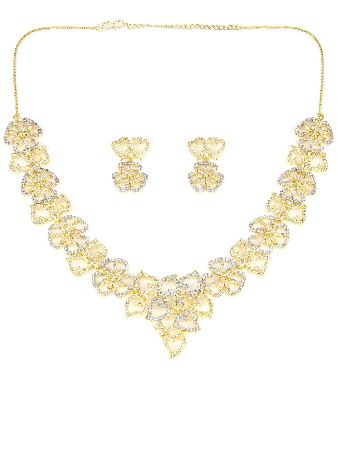 Gold Plated Floral AD Designer Jewellery Set