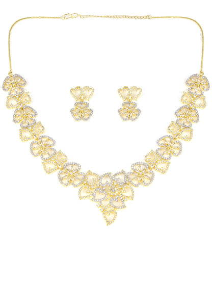 Gold Plated Floral AD Designer Jewellery Set