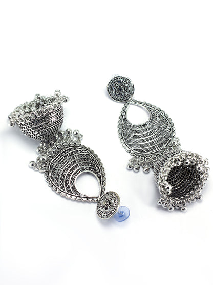 Pack of 2 Silver-Plated Teardrop Shaped Oxidised Earrings