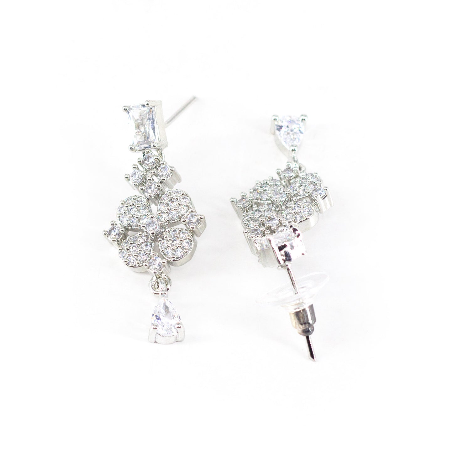 Silver Plated White AD Designer Earrings for Women