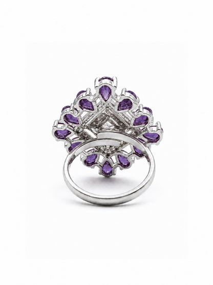 Silver Plated Purple AD Finger Ring for Women