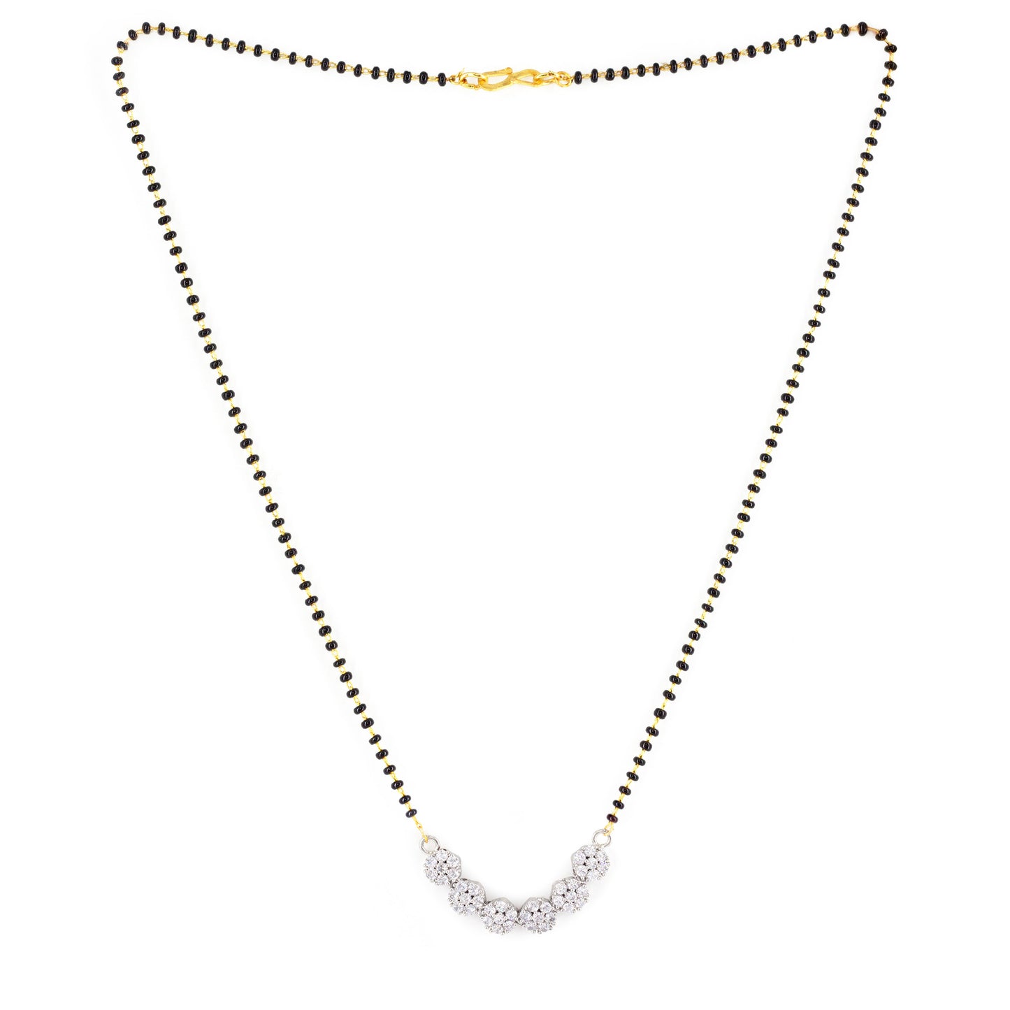 Silver Plated AD Floral Mangalsutra for Women