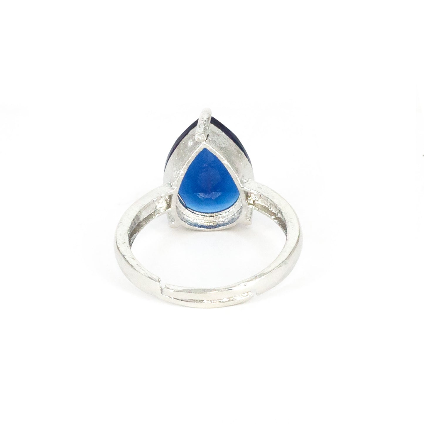 Rhodium Plated Blue AD Finger Ring for Women