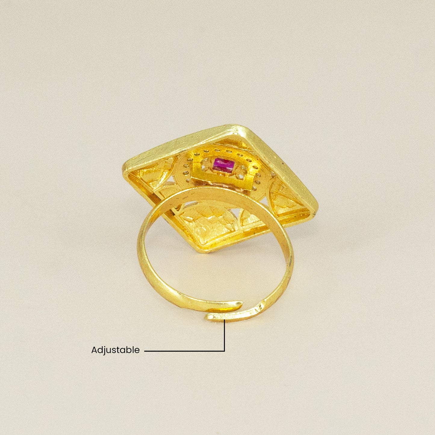 Gold Plated Anti Tarnish Red AD Finger Ring for Women