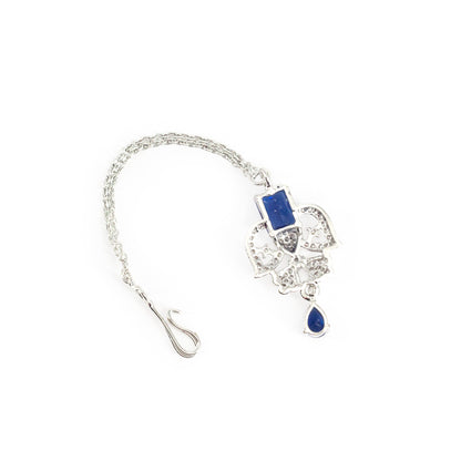 Silver Plated Blue AD Maang Tikka for Women