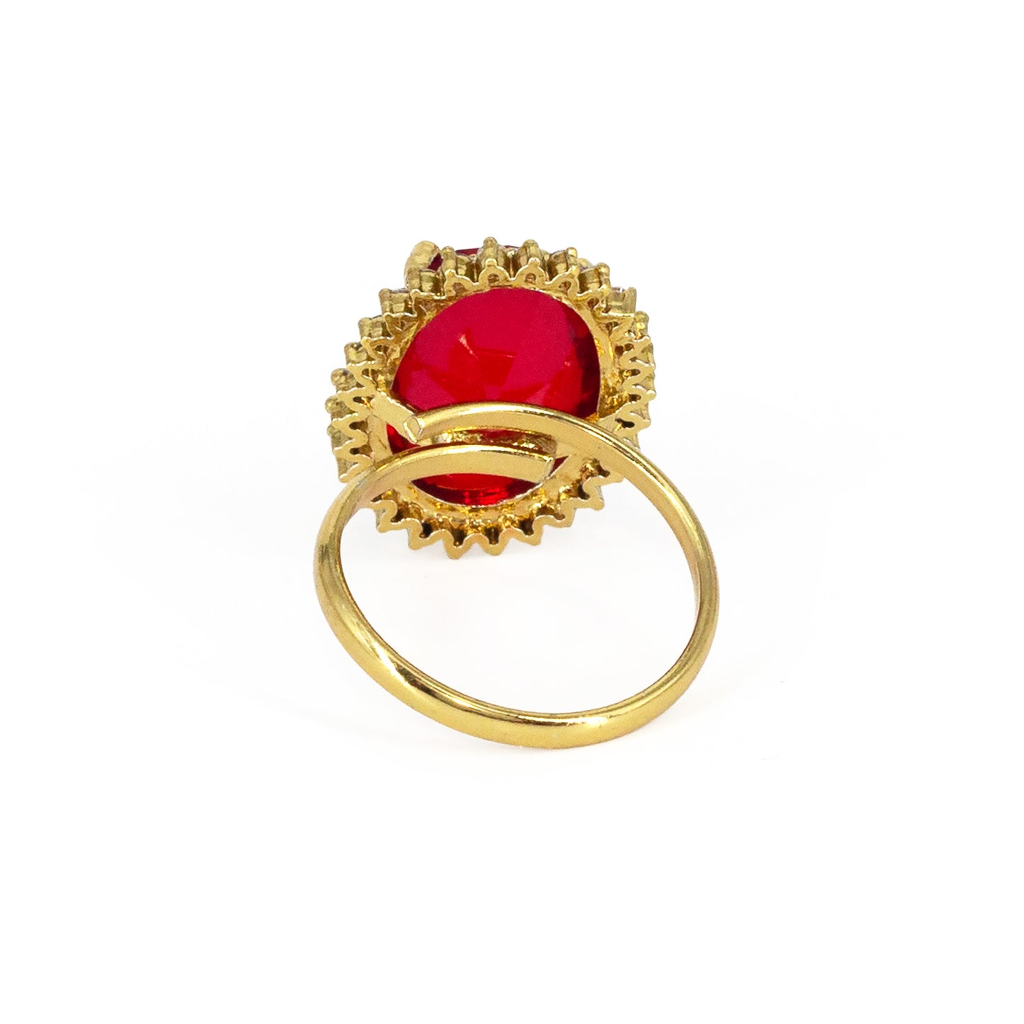 Antique Gold Plated Red AD Finger Ring for Women