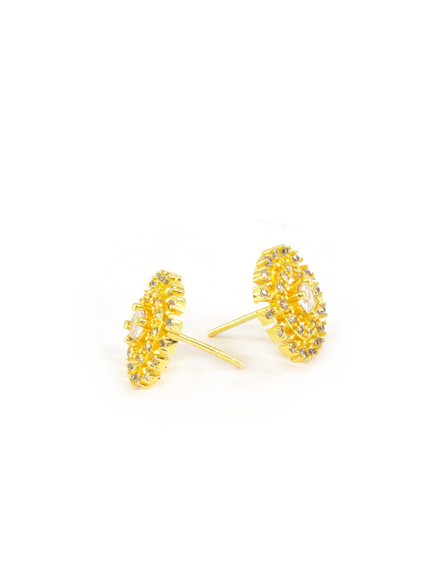 Gold Plated AD Square Stud Earrings for Women