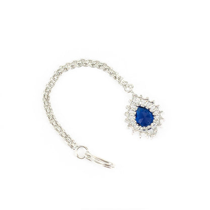 Silver Plated Blue AD Maang Tikka for Women