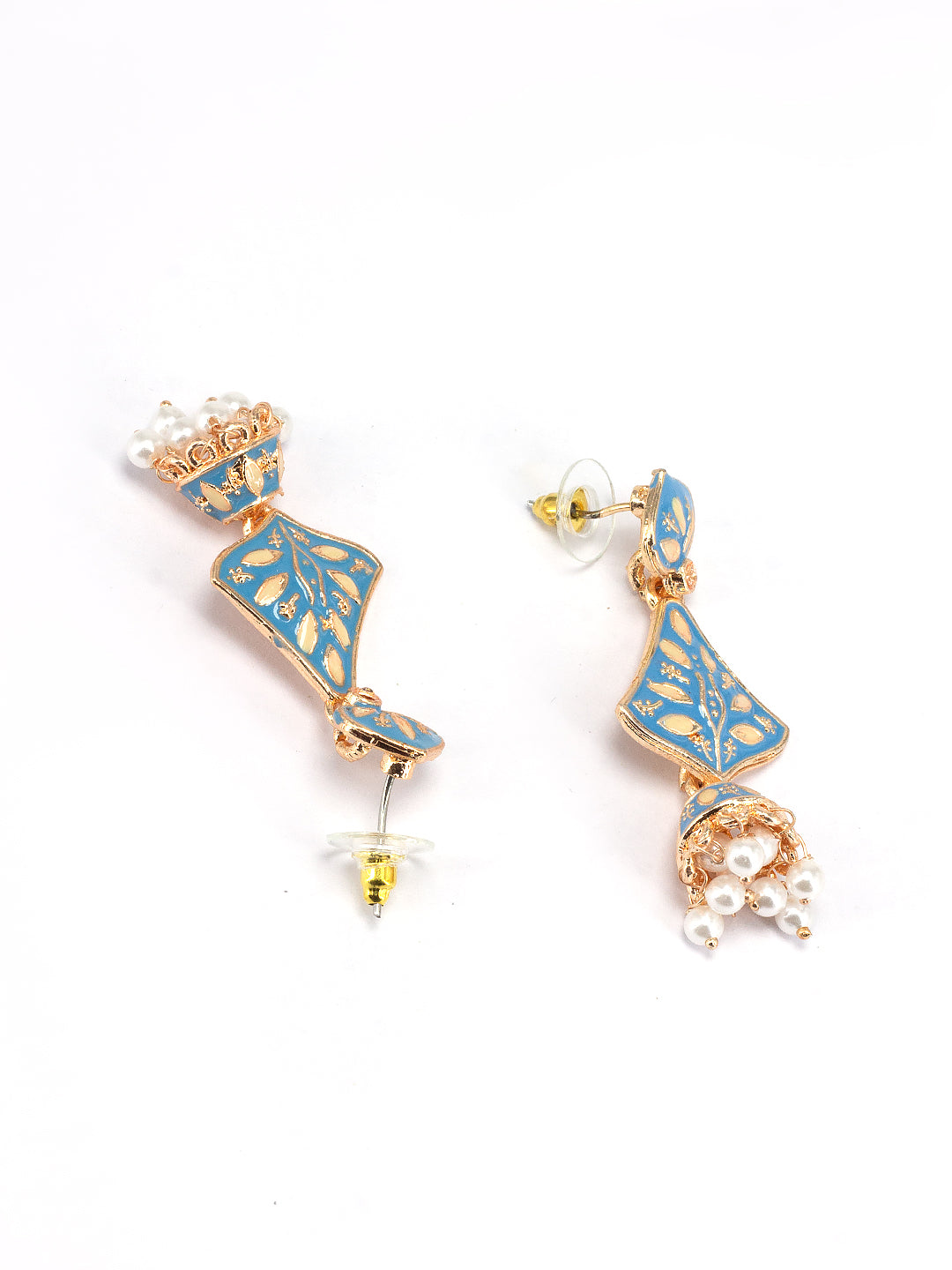 Blue Beads Drop Jhumka Earrings