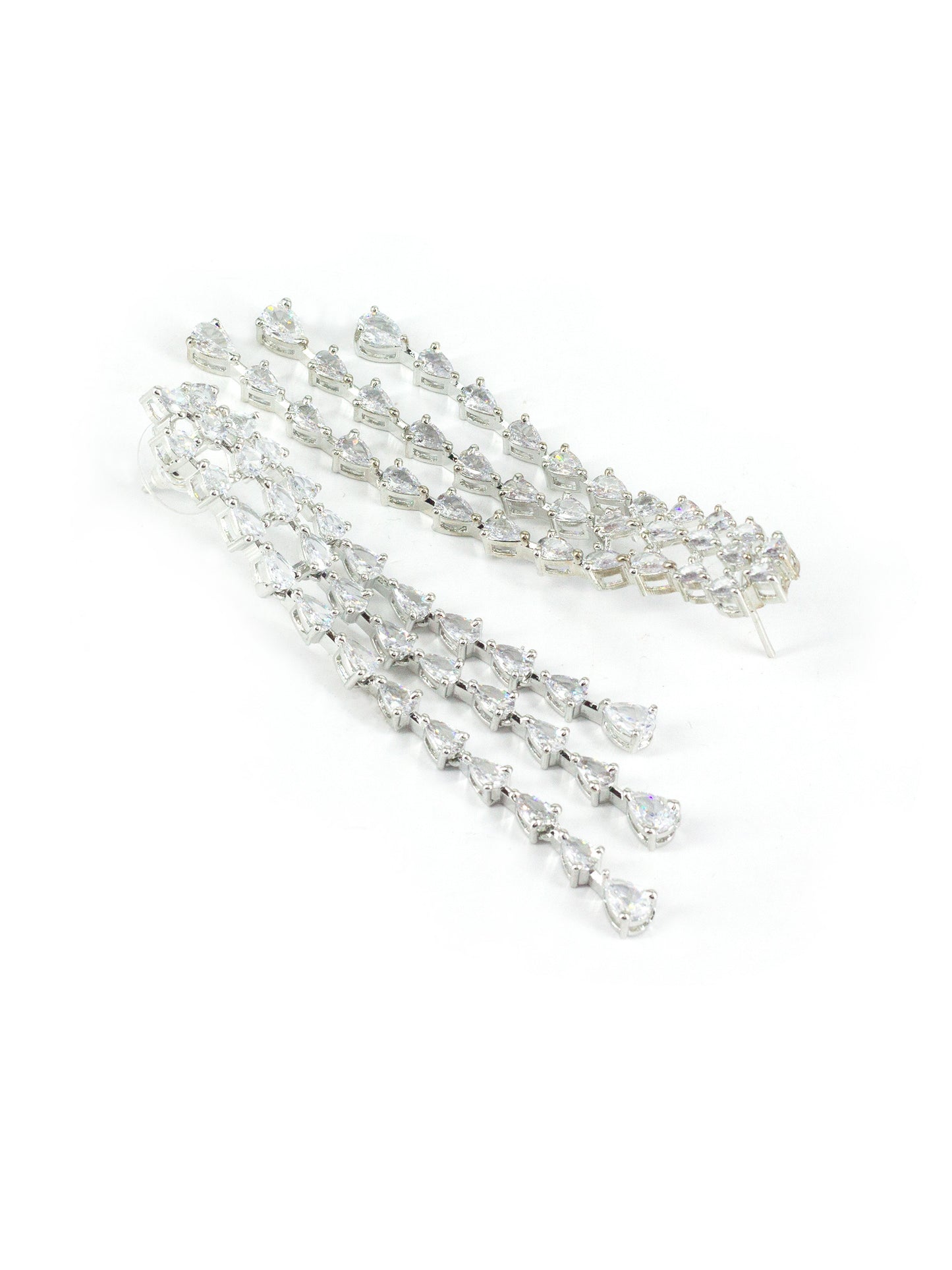 Silver Plated American Diamond Designer Jewellery Set for Women