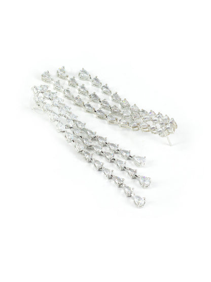 Silver Plated American Diamond Designer Jewellery Set for Women