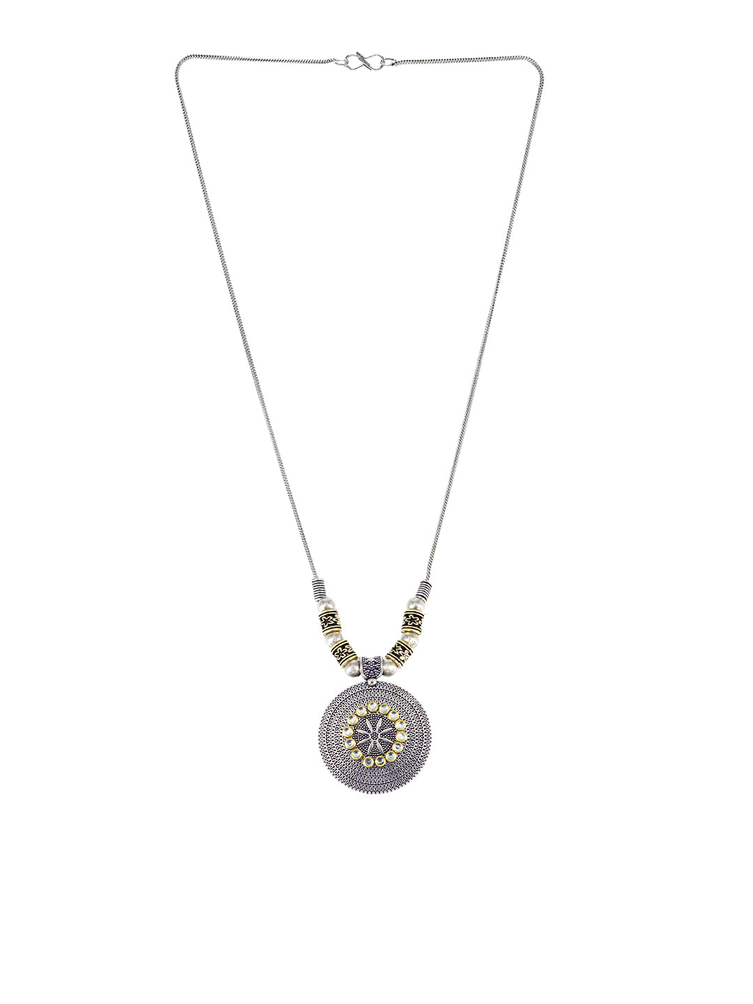Oxidized Floral Chain Necklace