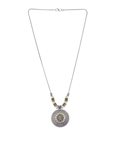 Oxidized Floral Chain Necklace
