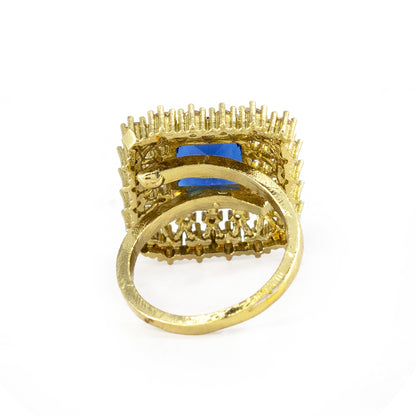 Gold Plated Blue AD Adjustable Ring for Women