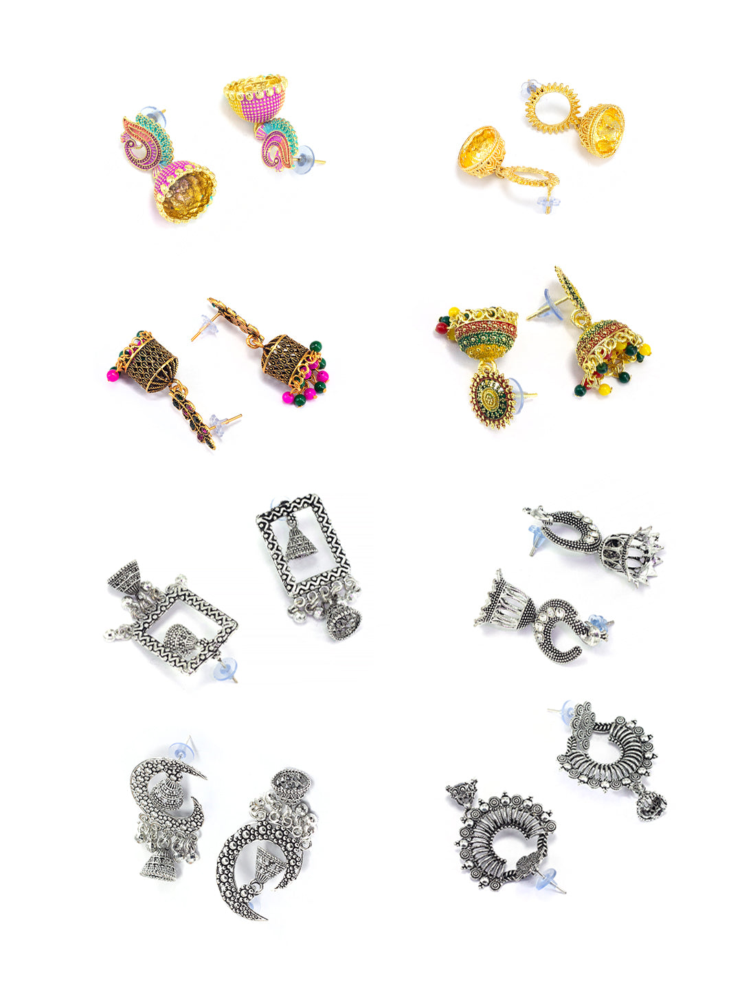 Pack of Eight Jhumki & Drop Earrings