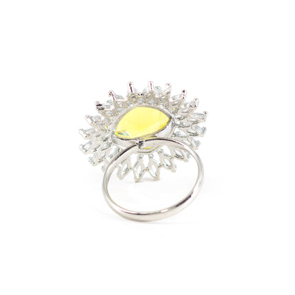 Silver Plated Yellow AD Finger Ring for Women