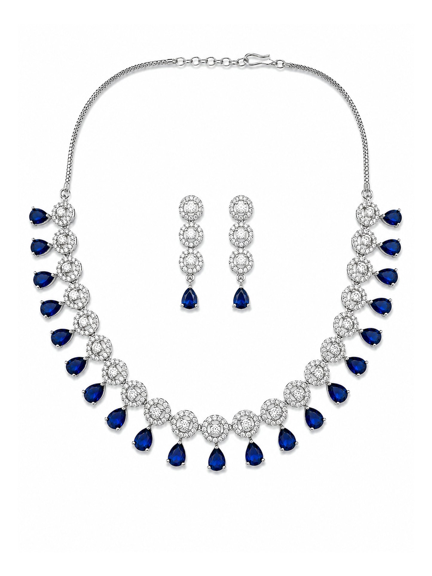 Silver Plated Blue AD Jewellery Set for Women