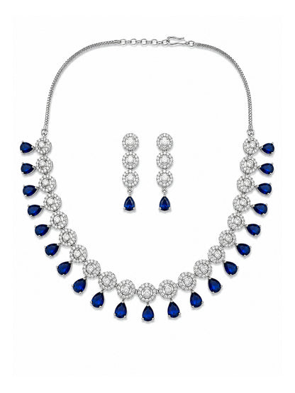 Silver Plated Blue AD Jewellery Set for Women