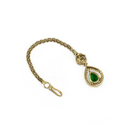 Gold Plated Green AD Maang Tikka for Women