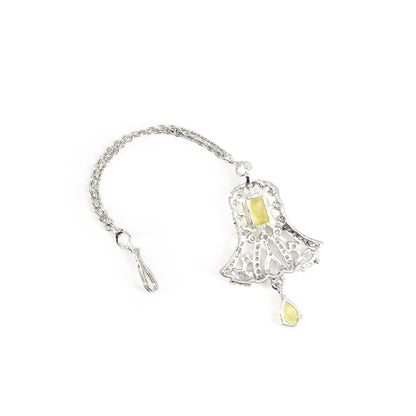 Silver Plated Yellow AD Maang Tikka for Women
