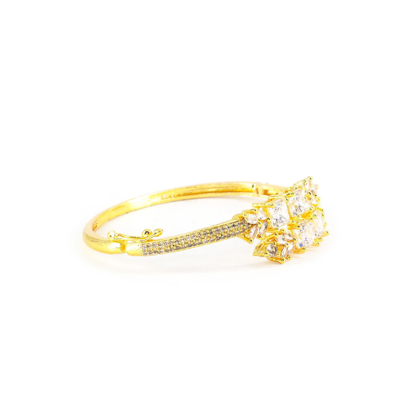 Gold Plated White AD Bangle Bracelet for Women