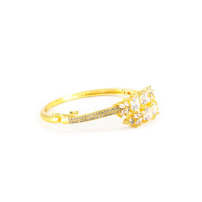 Gold Plated White AD Bangle Bracelet for Women