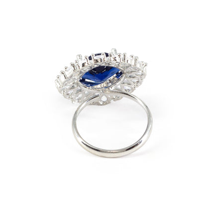 Silver Plated Blue AD Finger Ring for Women