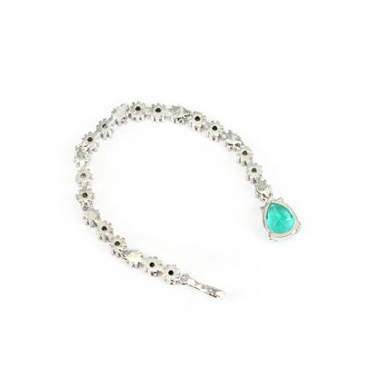 Rhodium Plated Green AD Maang Tikka for Women