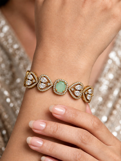 Antique Gold Plated Green AD Bracelet for Women