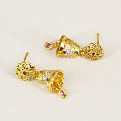 Micro Gold Plated AD Jhumki Earrings for Women