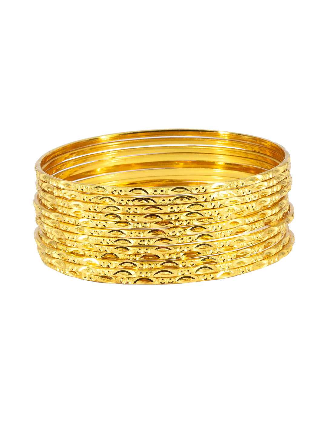 Set of 12 Anti-Tarnish 1 Gram Gold Plated Minimal Bangle Set
