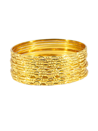 Set of 12 Anti-Tarnish 1 Gram Gold Plated Minimal Bangle Set