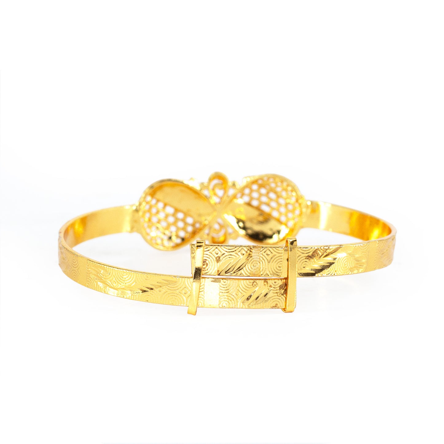 Gold Plated Adjustable Temple Bangle Bracelet for Women