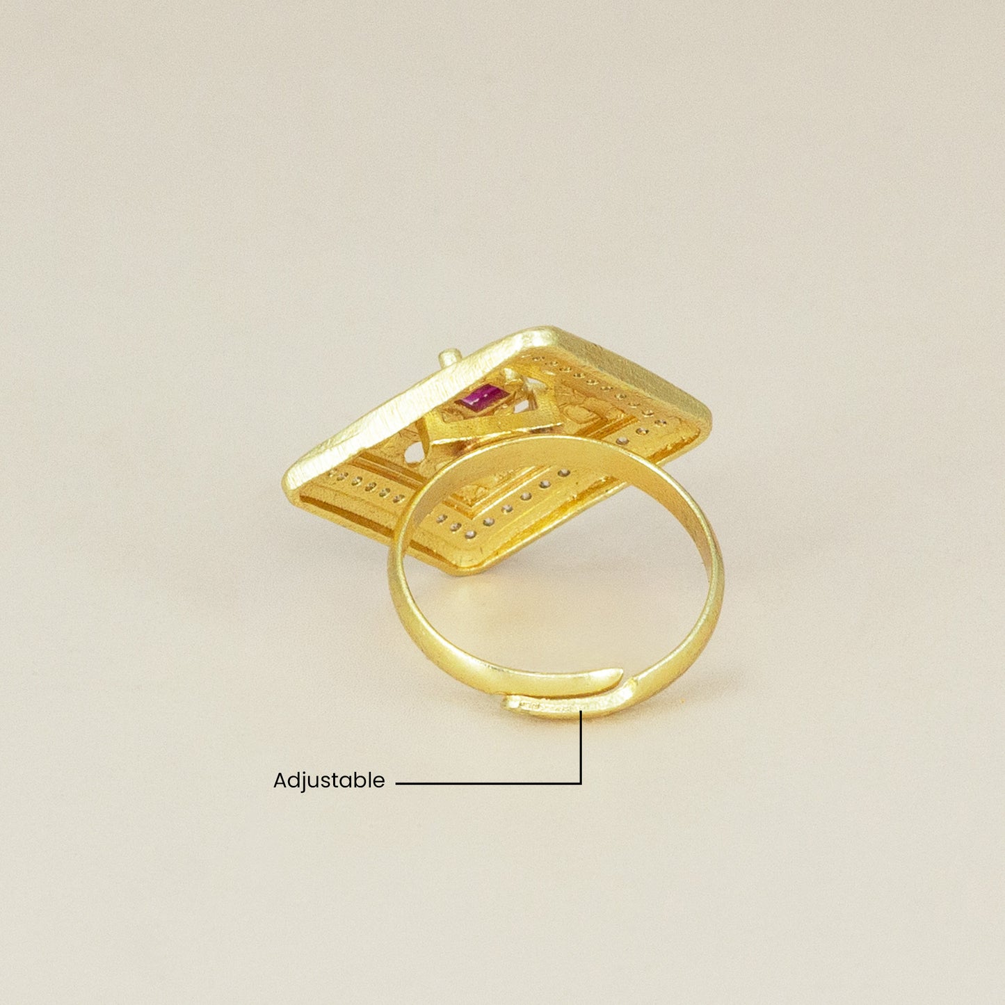 Gold Plated Anti Tarnish Red AD Finger Ring for Women