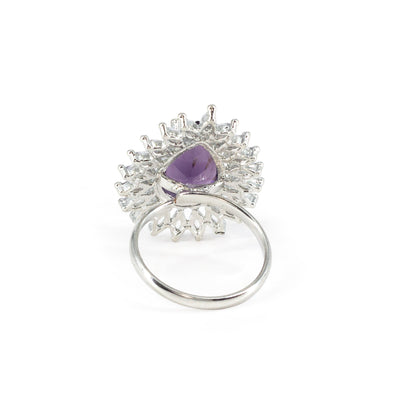 Silver Plated Purple AD Adjustable Ring for Women