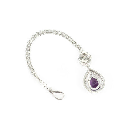 Silver Plated Purple AD Maang Tikka for Women