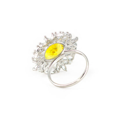 Silver Plated Yellow AD Finger Ring for Women