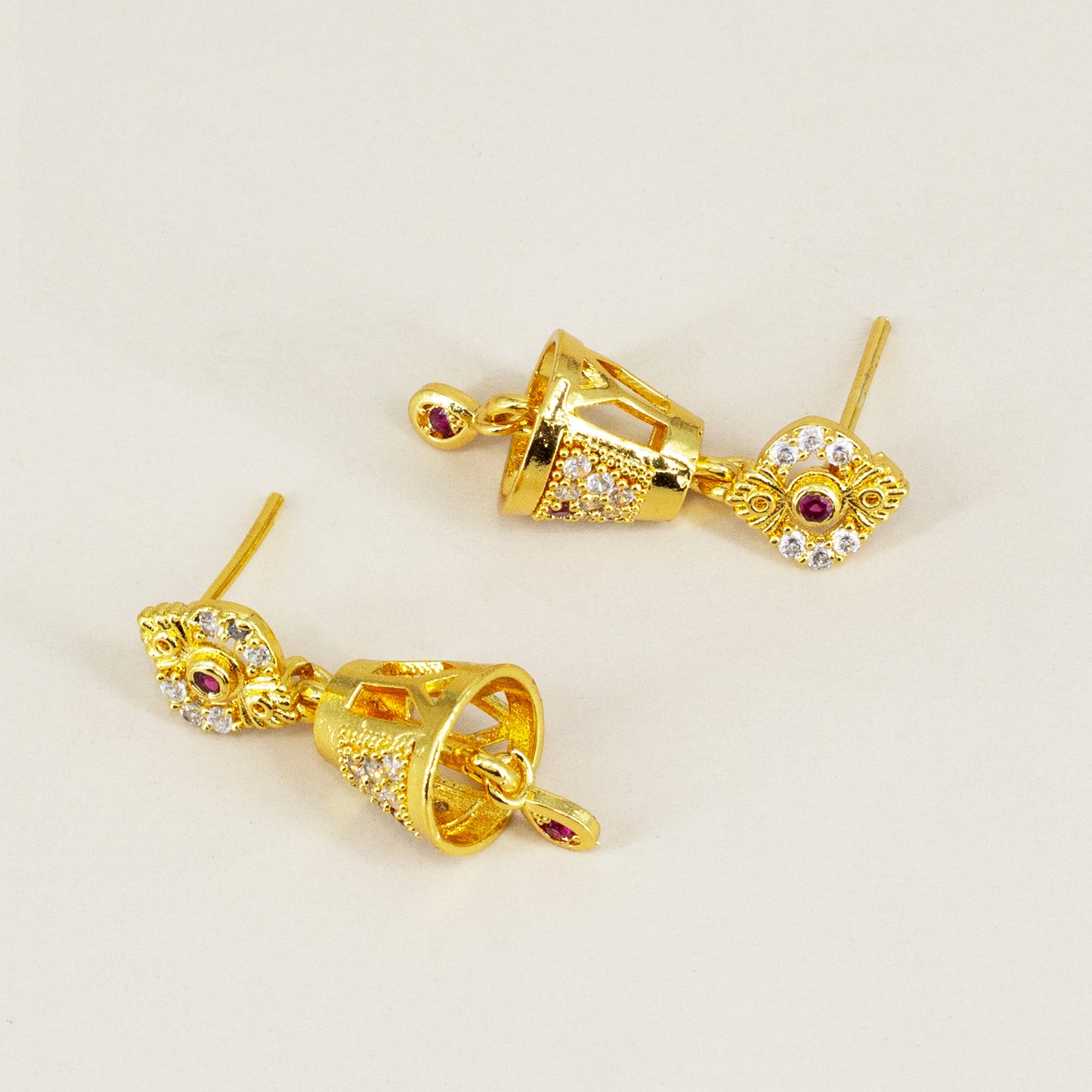 Micro Gold Plated AD Jhumki Earrings for Women