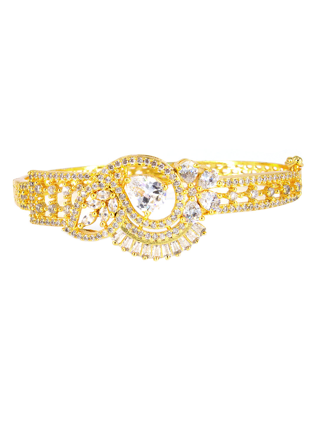 American Diamond Gold Plated Square Design Bracelet for Women and Girls
