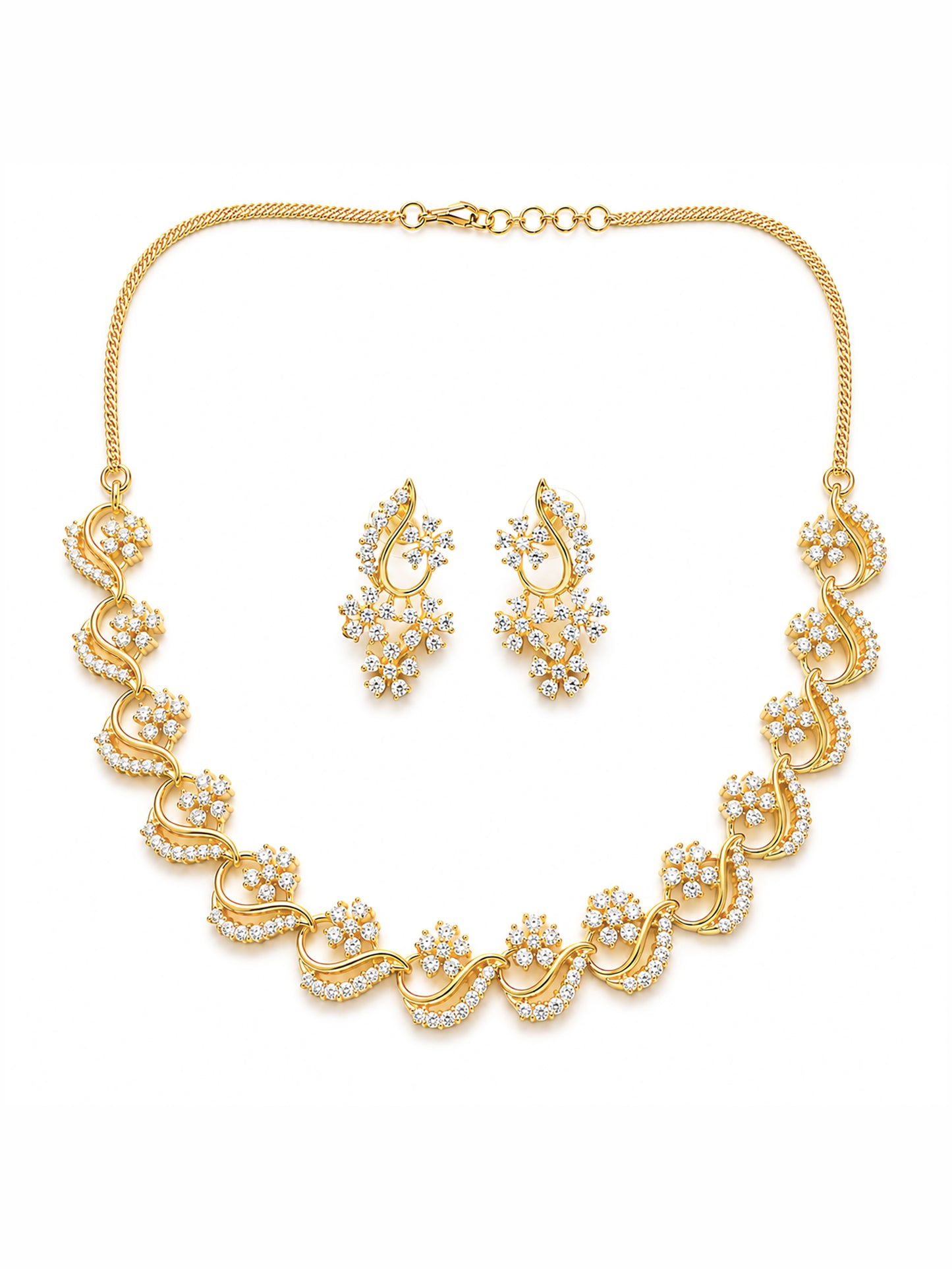 Gold Plated AD Floral Jewellery Set for Women