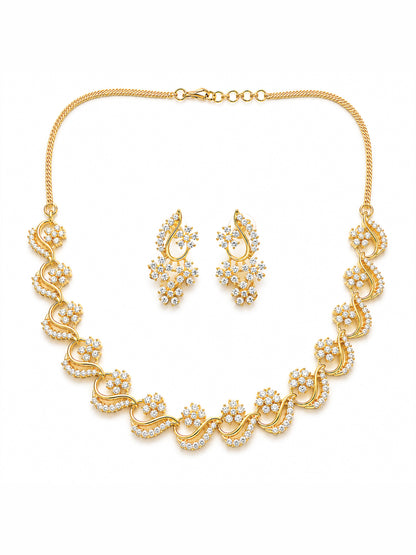Gold Plated AD Floral Jewellery Set for Women